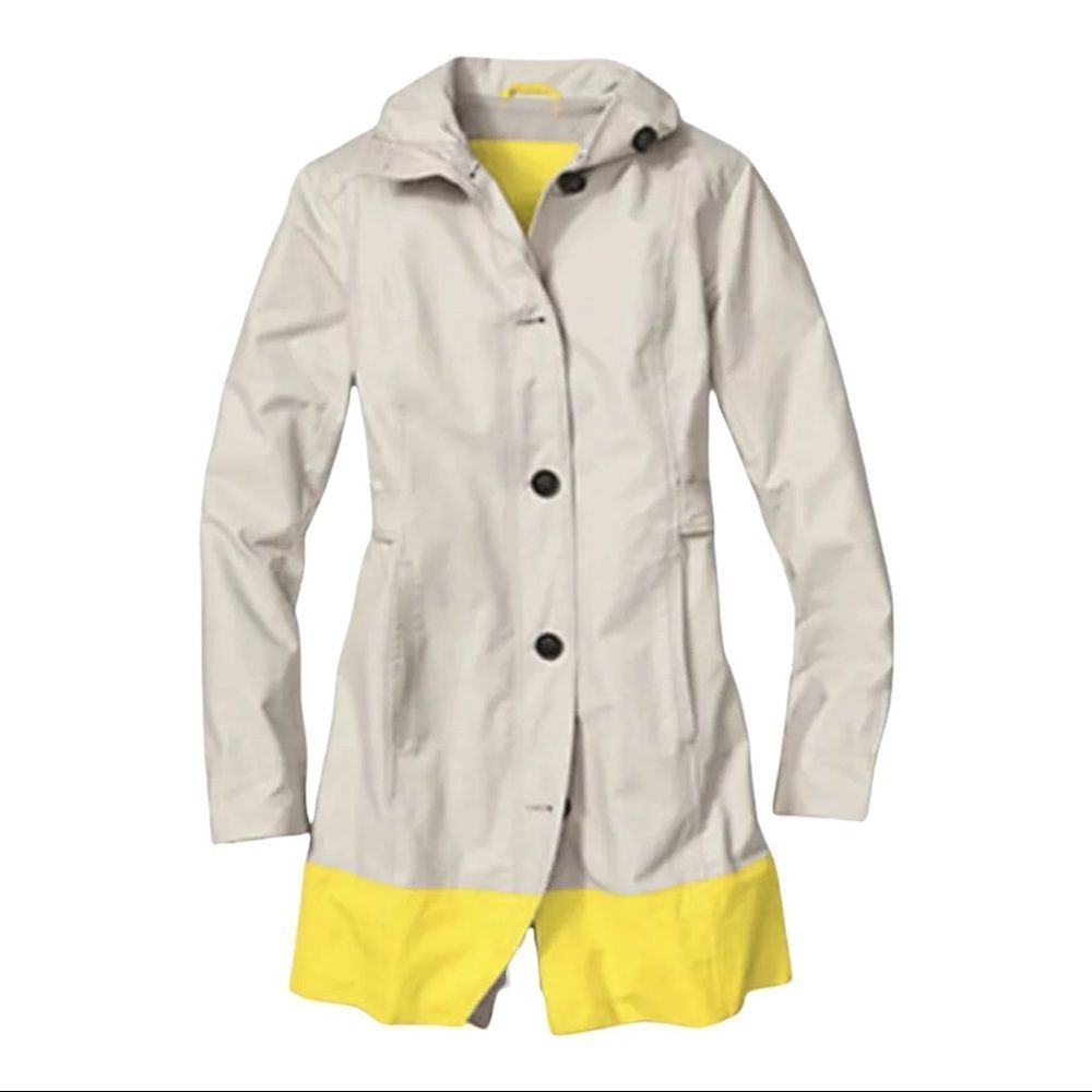 Eddie Bauer Cream Trench Coat with Yellow Hem